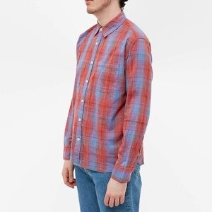 Corridor shadow check long sleeve button down shirt red medium